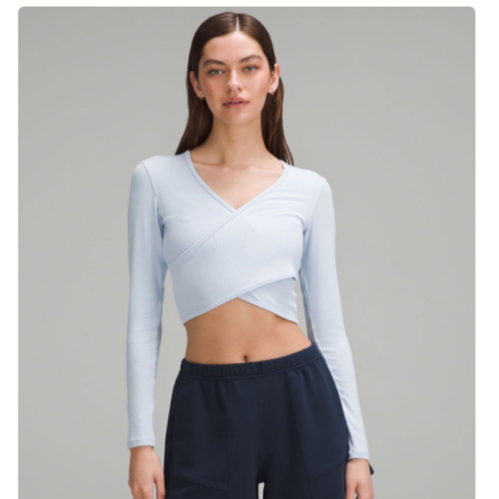 Lululemon Athletica Wrap Front Ribbed Long Sleeve Top